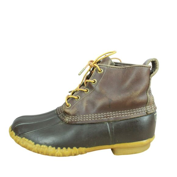 Vintage LL Bean Dark Brown Leather Unlined Hunting Ankle Duck Boots Size 9 M main image 7